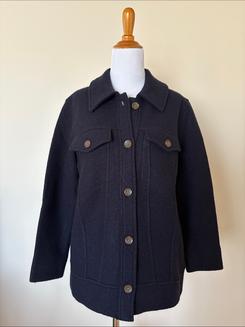 Madewell Black Merino Wool Oversized TruckerJacket